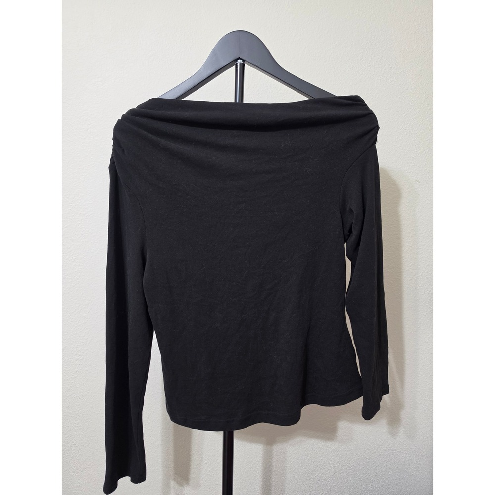 A New Day Black Off The Shoulder Draped Long Sleeve Top Large NWT